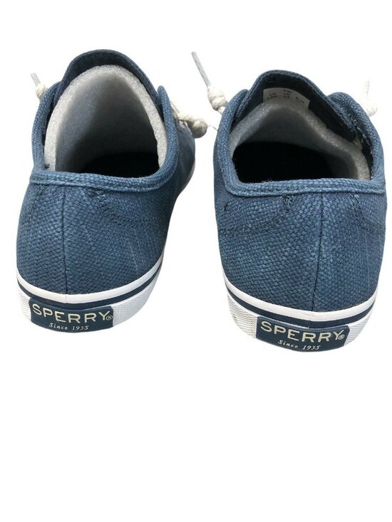 Sperry Top Siders Pier Sneakers Blue Canvas Slip On Shoes Youth 3.5M Memory Foam - Picture 2 of 10